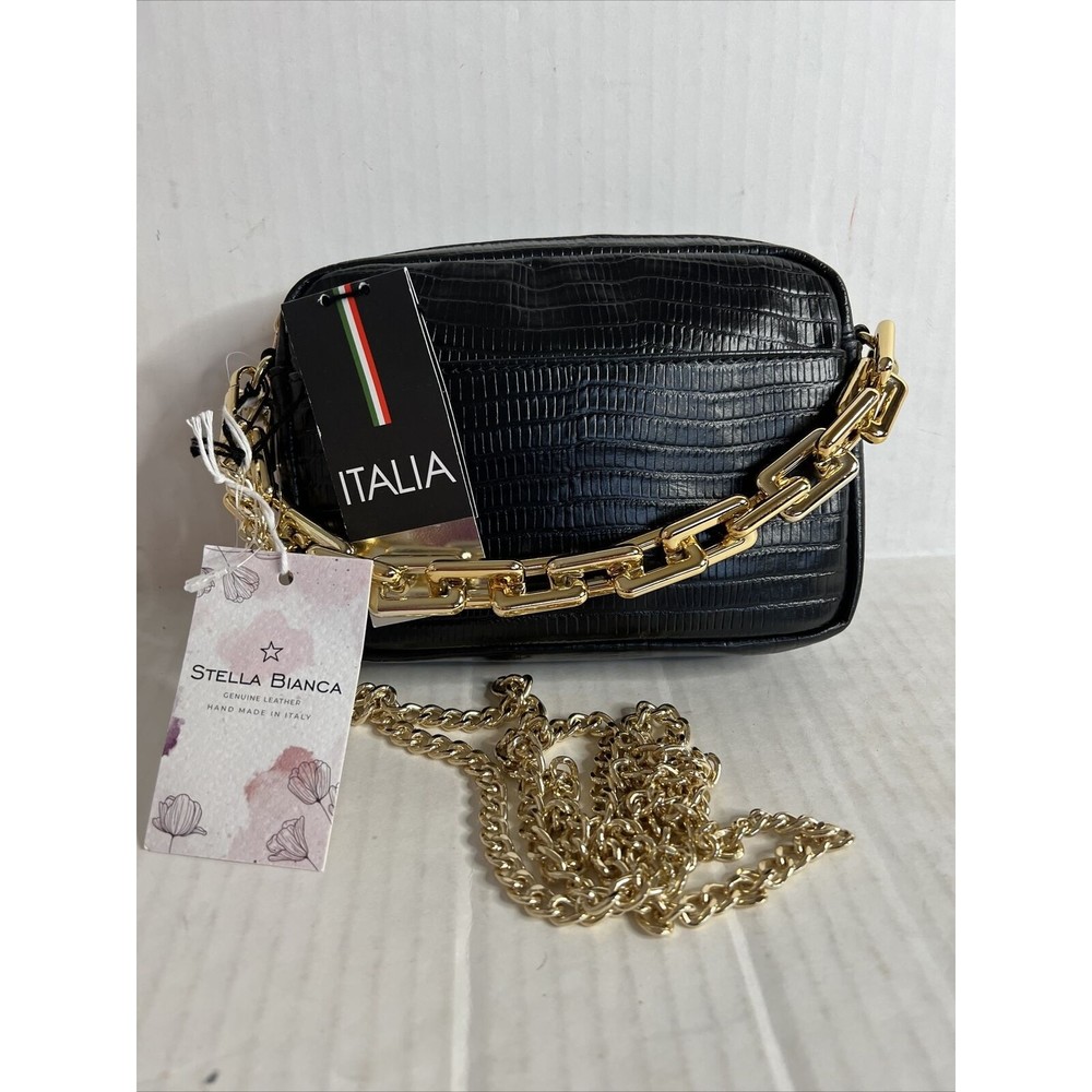 NWT stella bianca croco mini chain crossbody bag